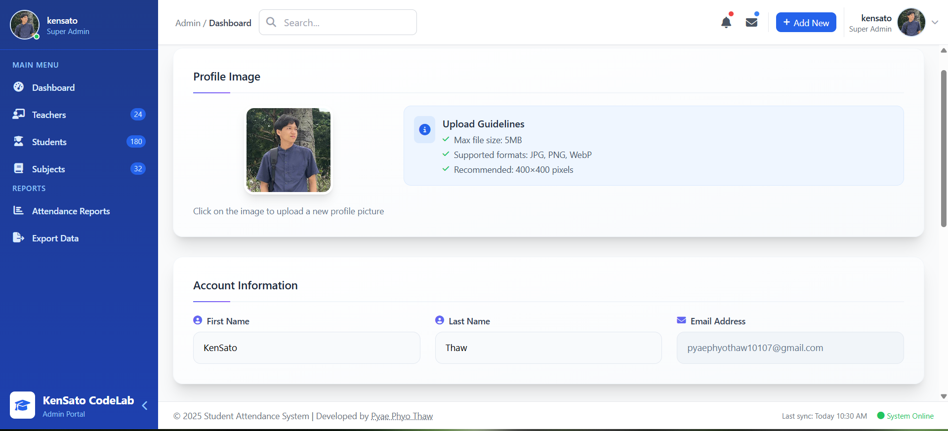 Admin Profile